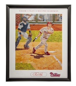 Chase Utley Framed and Signed Philadelphia Phillies Limited Edition Dick Perez Lithograph (80/750)
